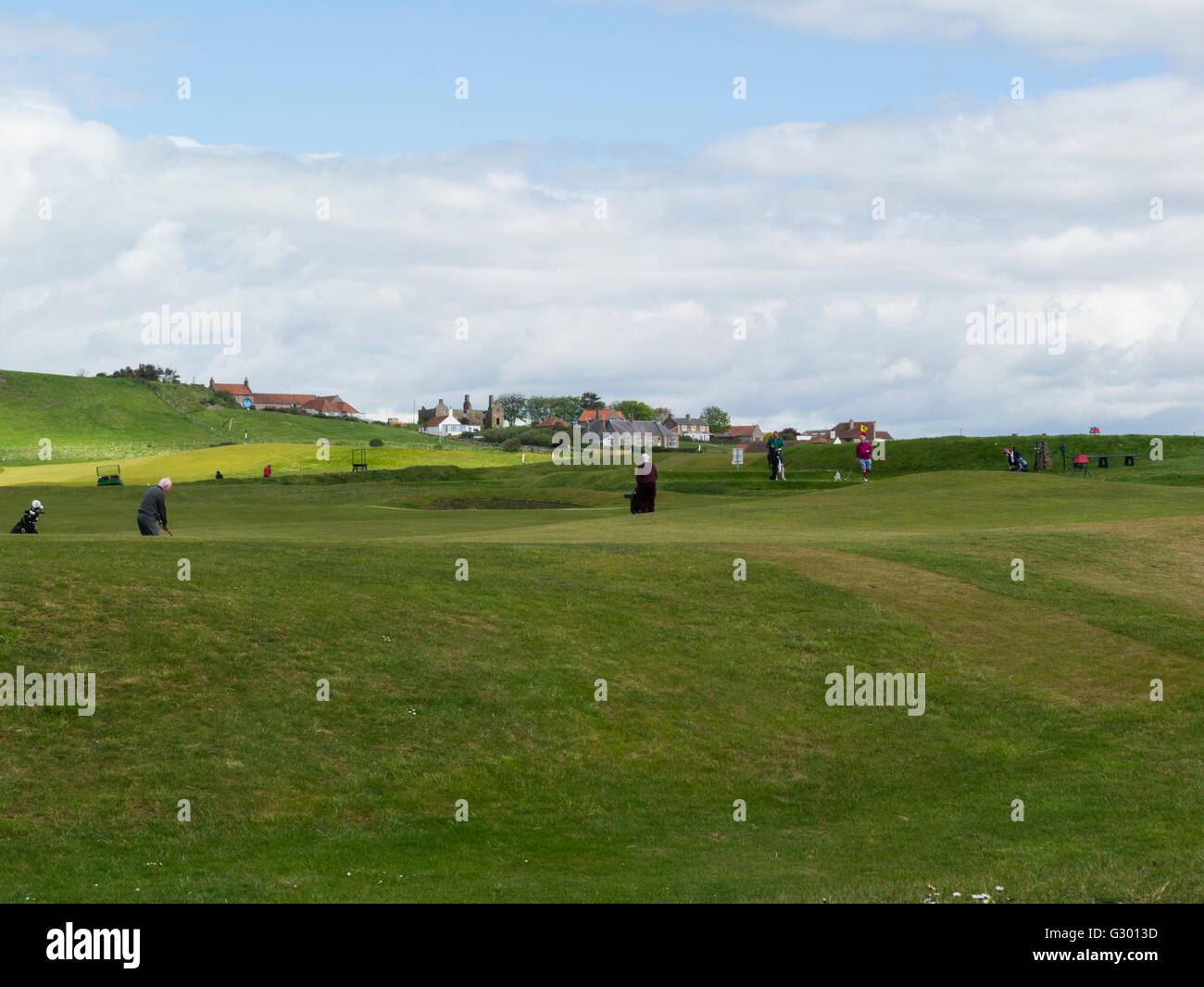 Golfer machen schönsten Wetter Earlsferry Golfplatz Fife Schottland herrliche 18-Loch Anlage weitgehend unverändert seit 1895. Stockfoto