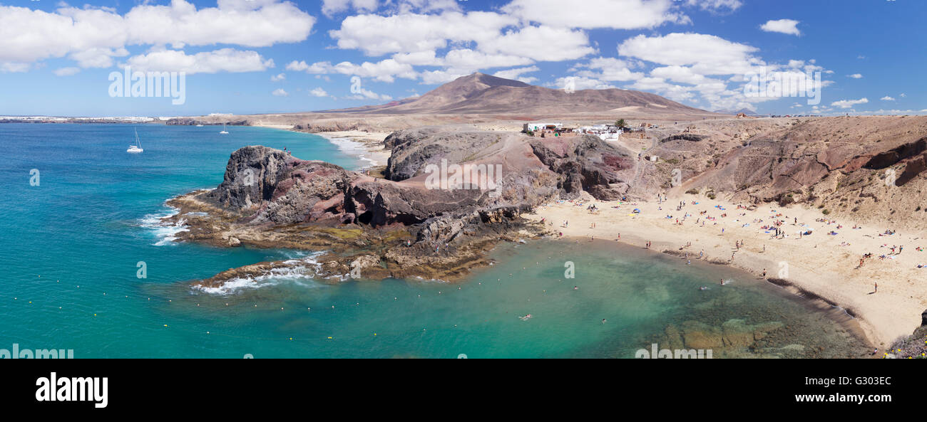 Strand von Playa Papagayo, Playa Blanca, Lanzarote, Kanarische Inseln, Spanien Stockfoto