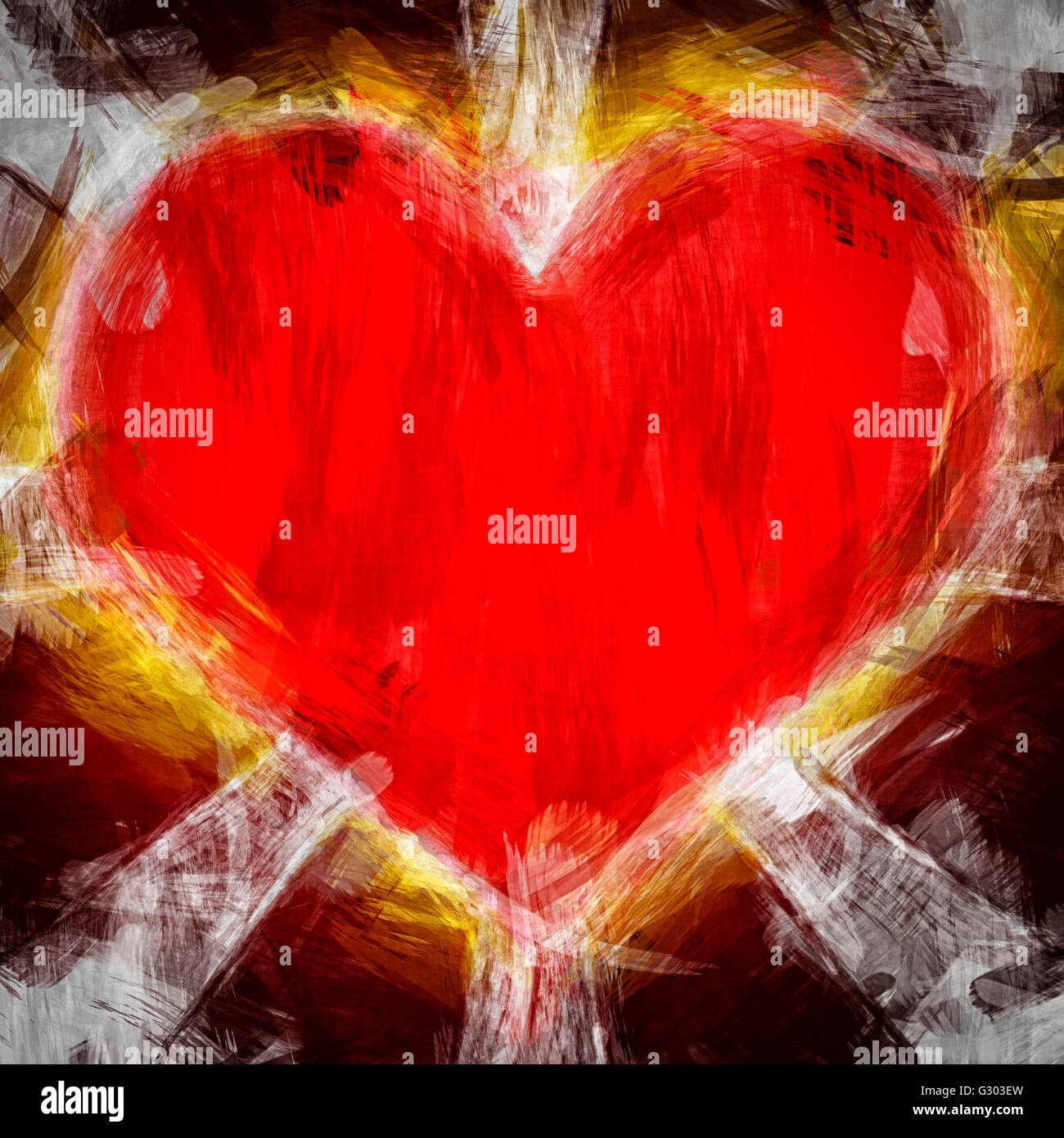 Beispiel für ein rotes leuchtendes Herz Stockfoto