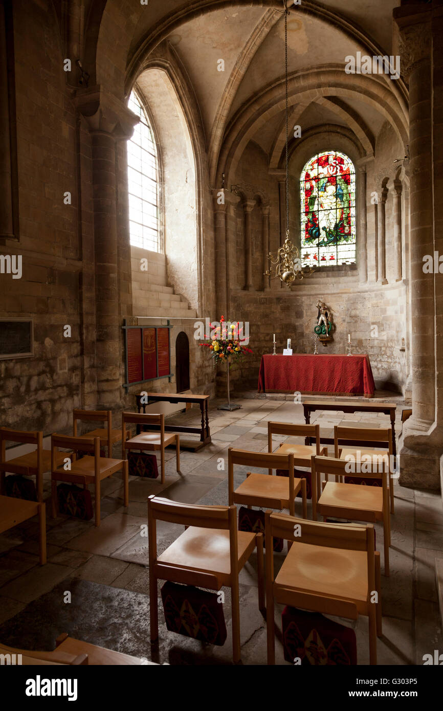 Die Kapelle von St. George in Romsey Abbey, Pfarrkirche St. Mary und St Ethelflaeda, Romsey, England, Vereinigtes Königreich, Europa Stockfoto