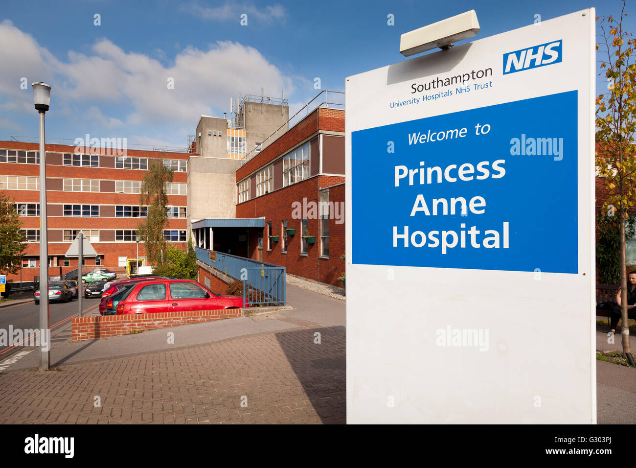 Außenseite der Prinzessin Anne Hospital, Southampton, England, Vereinigtes Königreich, Europa Stockfoto