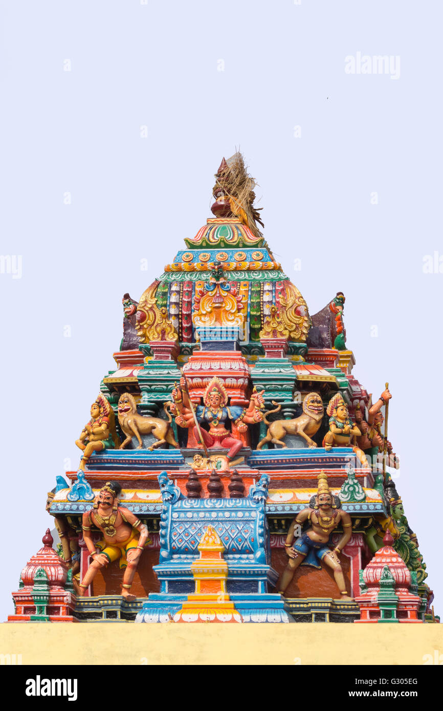 Statue von Durga Mariamman-Tempel in Kothamargalam. Stockfoto