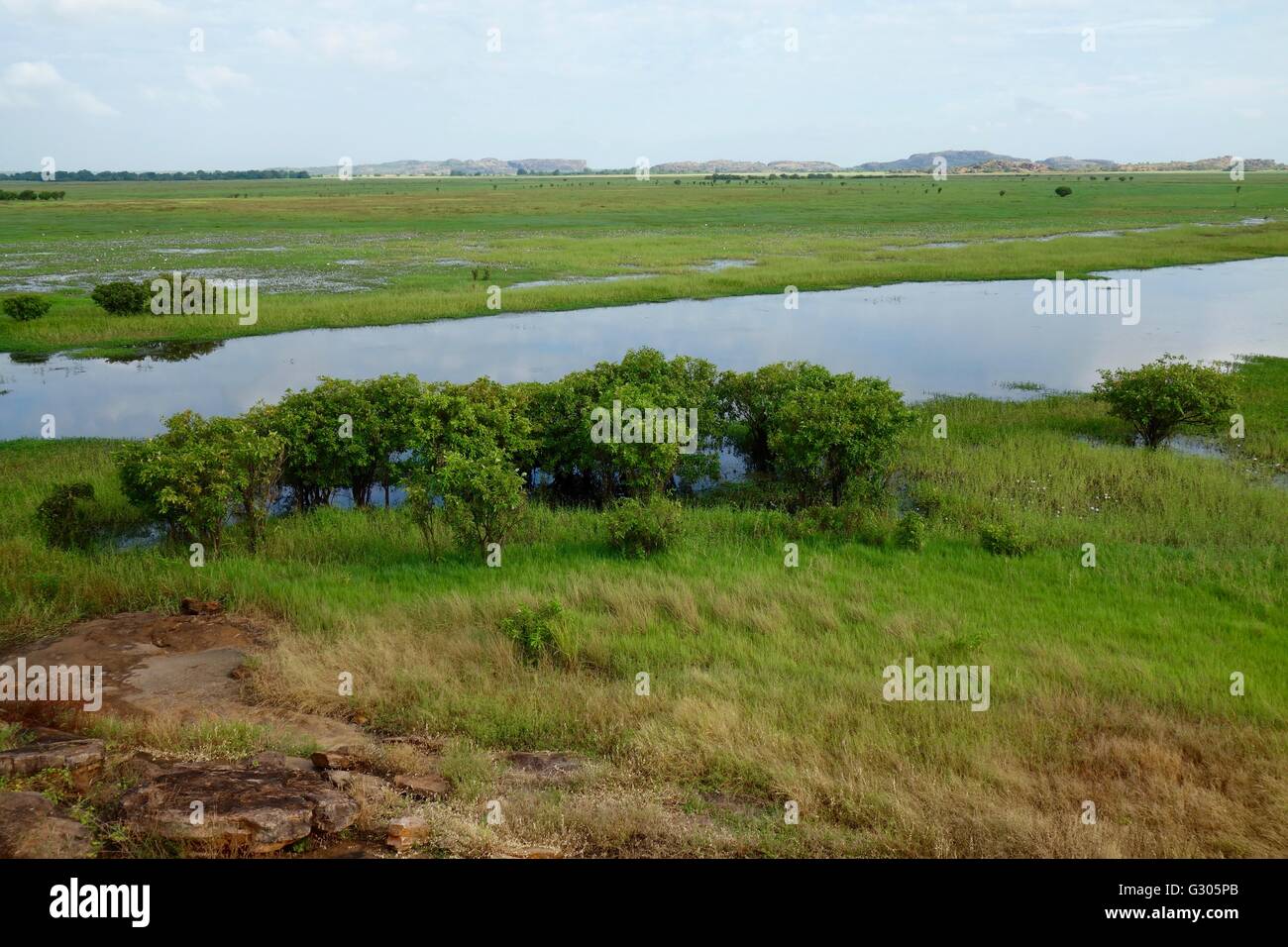 Blick auf den Auen und Feuchtgebieten in der Nähe von East Alligator River in West Arnhemland, Northern Territory, Australien Stockfoto