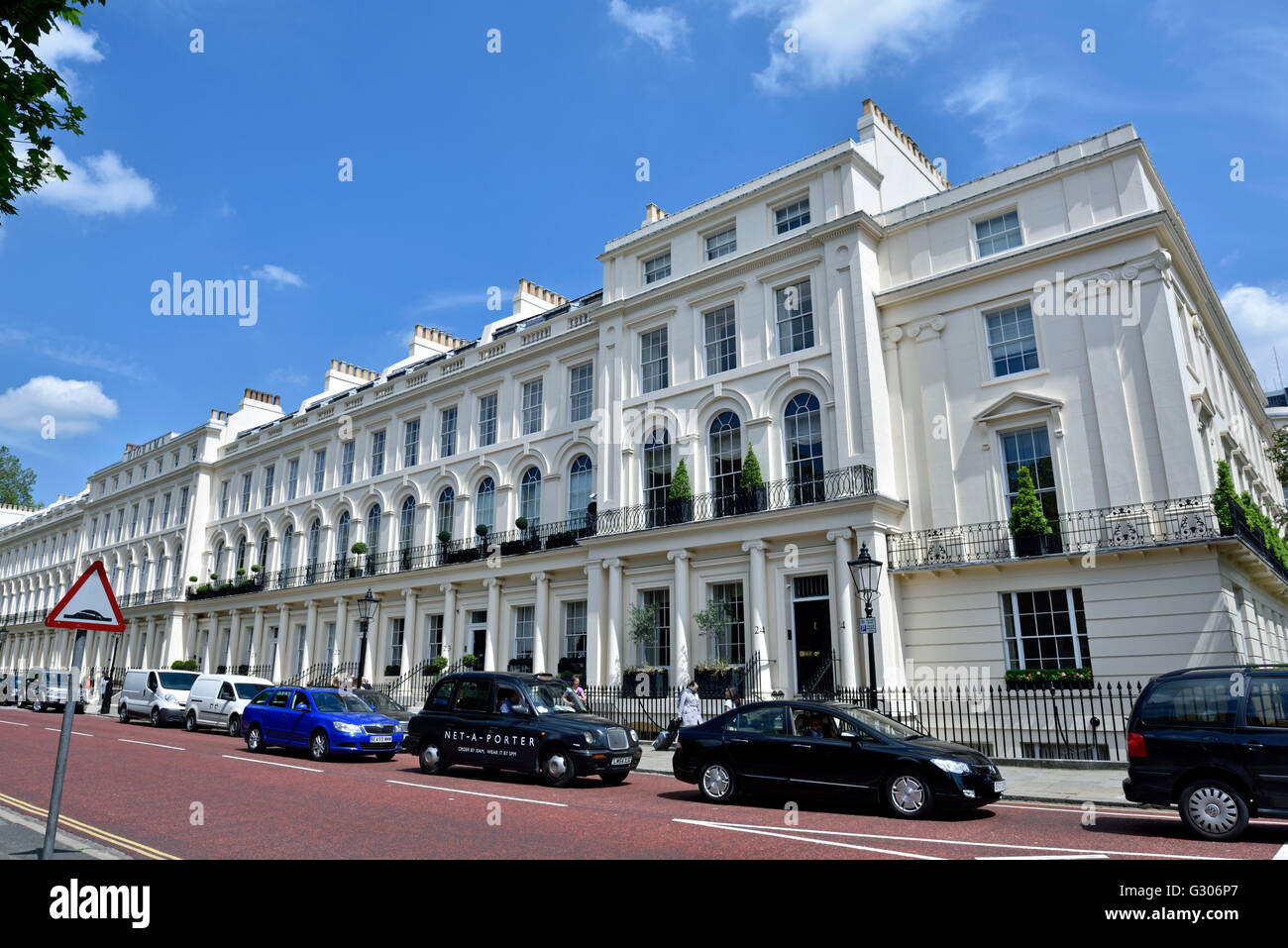 Park Square East eine Reihe von Stuck Reihenhaus, Architekt John Nash, c.1823–24, City of Westminster, London England Großbritannien U Stockfoto