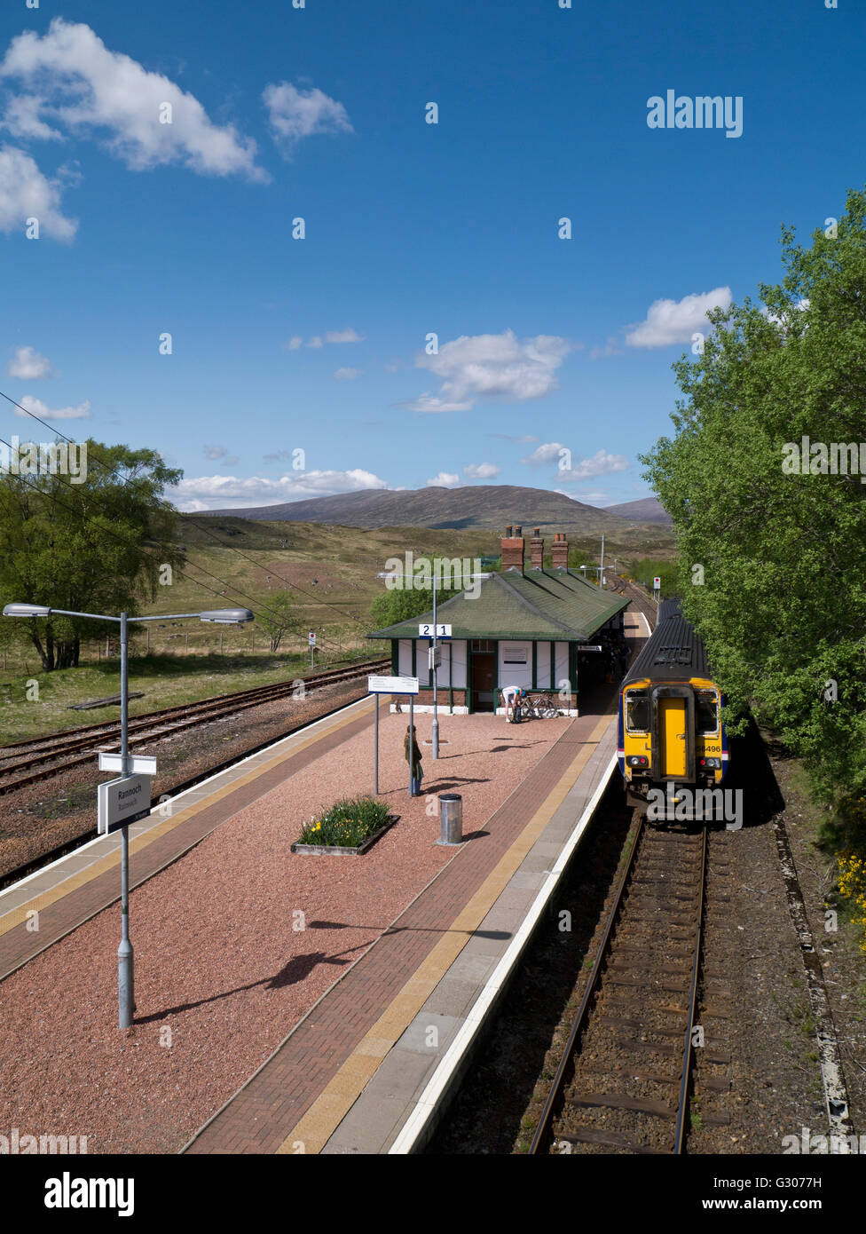 Am Bahnhof Rannoch Station, West Highlands Stockfoto