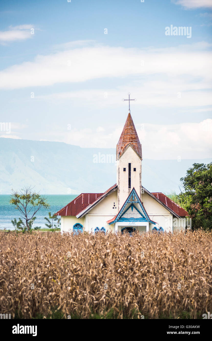 Kirche am Lake Toba (Danau Toba), Nord-Sumatra, Indonesien, Südostasien, Asien Stockfoto