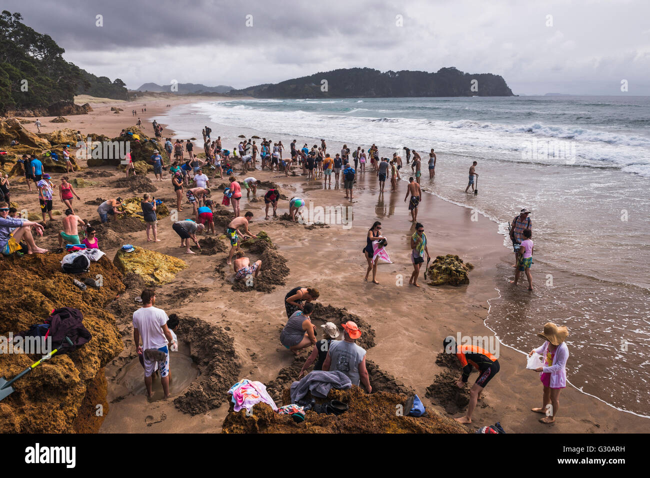 Hot Water Beach, Hahei, Coromandel Halbinsel, North Island, Neuseeland, Pazifik Stockfoto