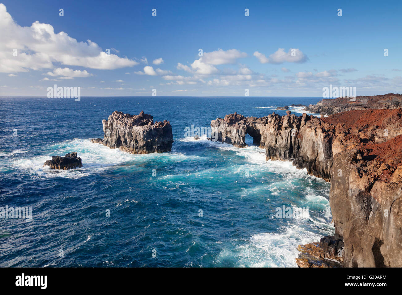 Puntas de Gutierrez, Lava Küste, UNESCO-Biosphärenreservat, El Hierro, Kanarische Inseln, Spanien, Atlantik, Europa Stockfoto