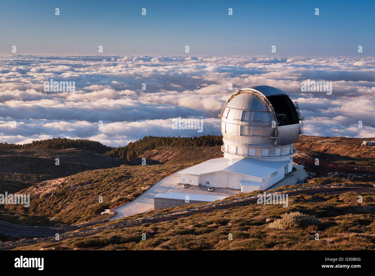 Gran Telescopio Canarias, Roque de Los Muchachos, Parque Nacional De La Caldera de Taburiente, La Palma, Kanarische Inseln Stockfoto