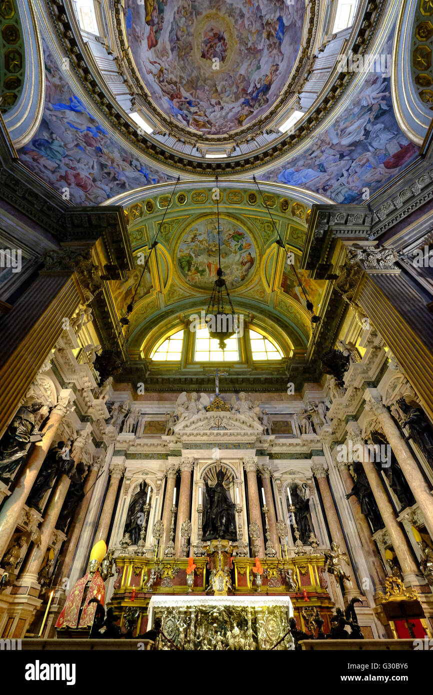 Königliche Kapelle des Schatzes von San Gennaro, Fresken in der Kuppel von Domenichino, Kathedrale von Naples, Neapel, Kampanien, Italien Stockfoto