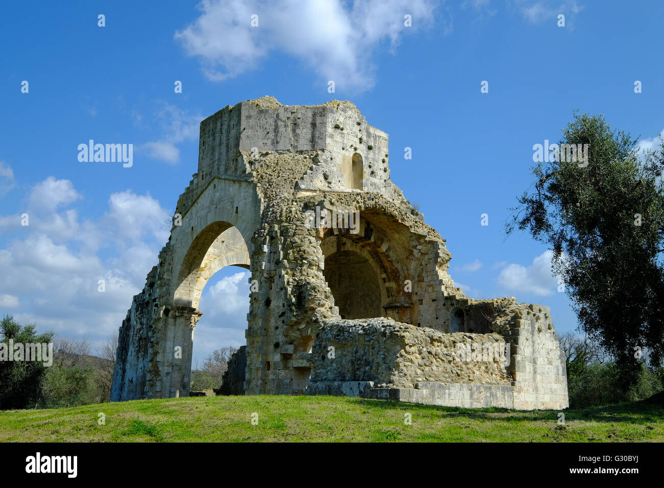 Benediktinerkloster San Bruzio Ruinen, Magliano in Toscana, Toskana, Italien, Europa Stockfoto