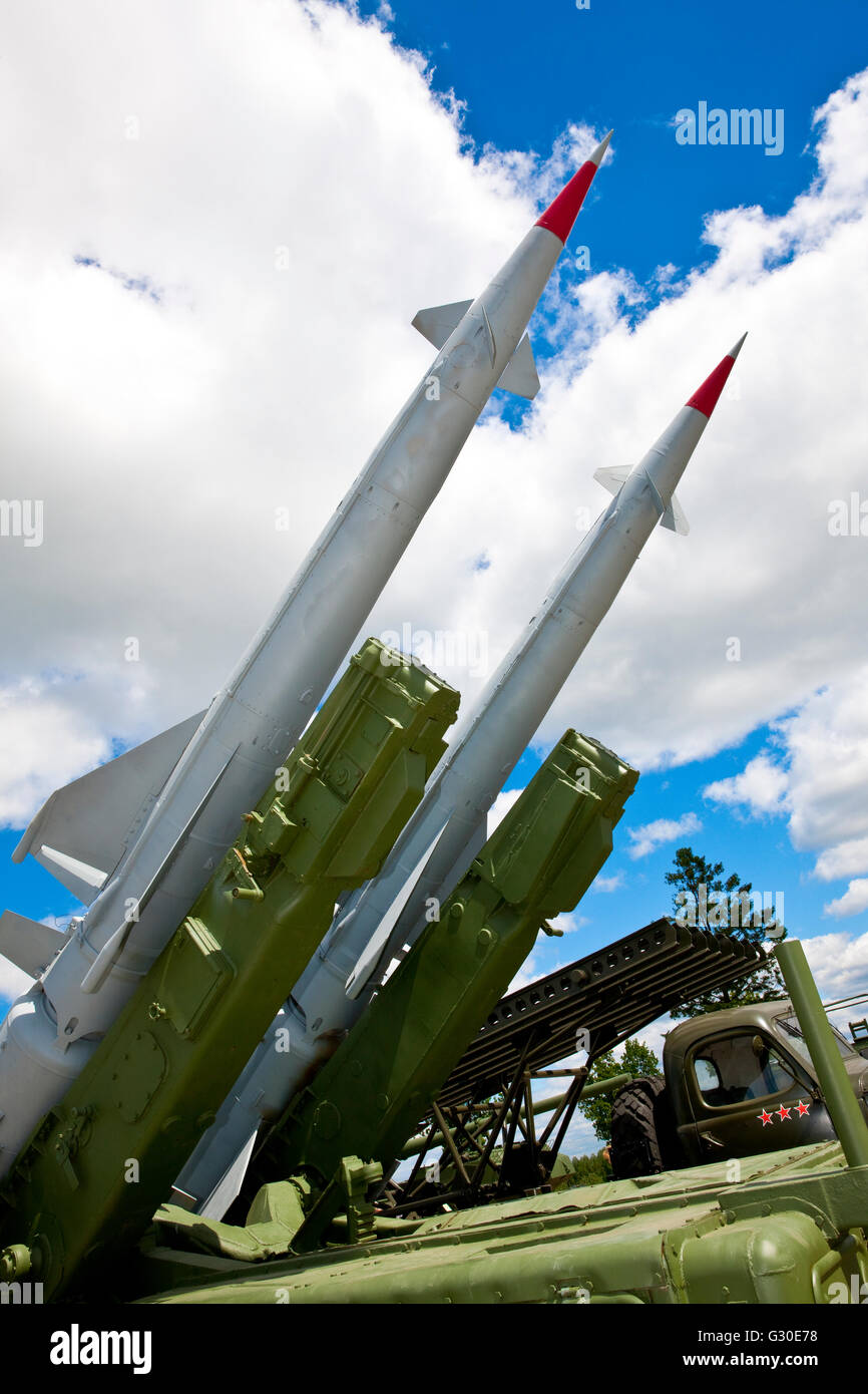 Eine Oberfläche, um Luft-Rakete s-125 Neva/Pechora aus Sowjetunion dann USSR Stockfoto