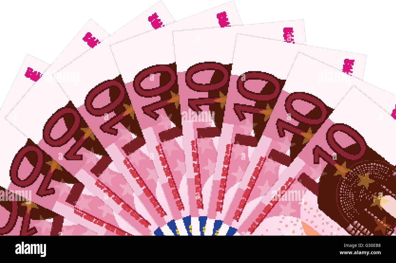 Zehn-Banknoten auf einem weißen Hintergrund. Vektor-Illustration. Stock Vektor