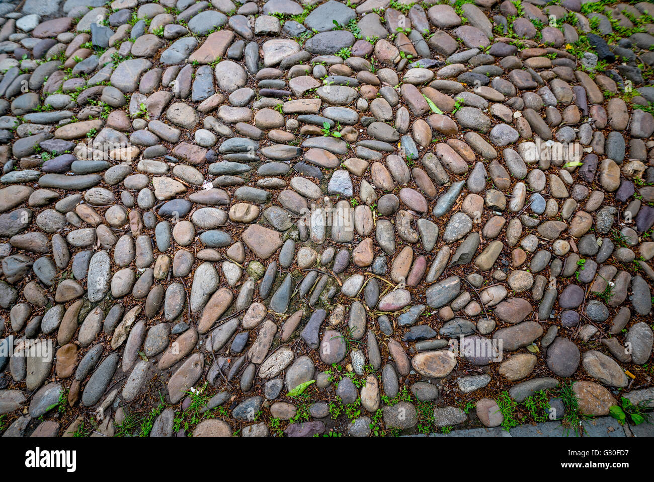 Sorgfältig platziert Steinen auf einer Straße in Philadelphia Stockfoto