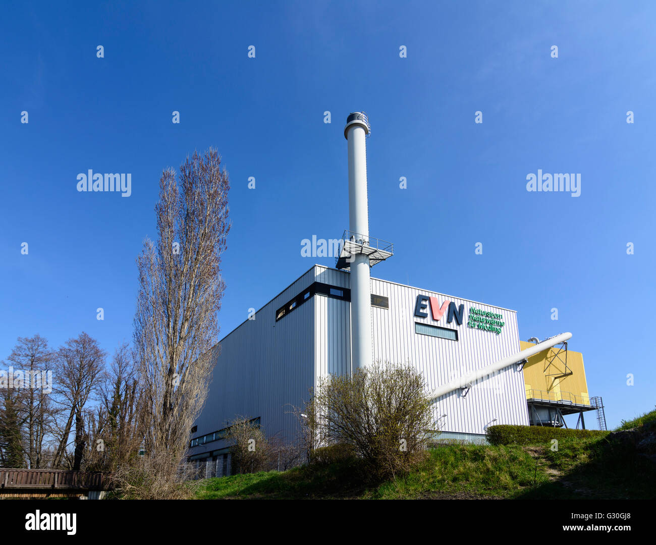 Biomasse-Fernheizwerk der EVN liefert natürliche Strom und Fernwärme, Österreich, Niederösterreich, untere österreichische Stockfoto
