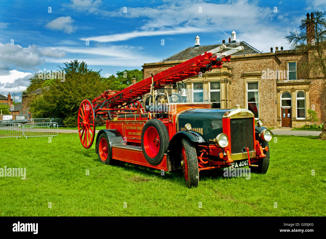 Oldtimer Feuerwehrauto, Preston Park, Stockton on Tees Stockfoto