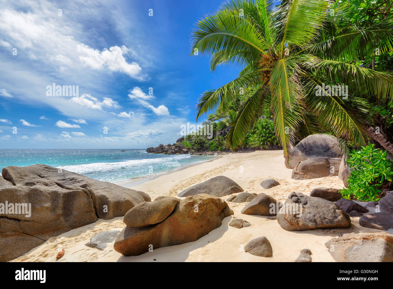 Anse Intendance Paradies Strand, Insel Mahe, Seychellen Stockfoto