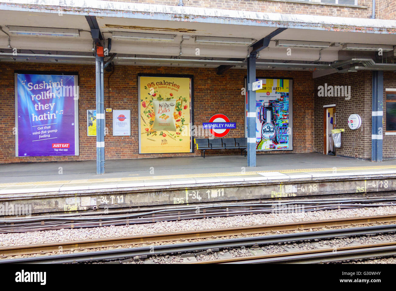 Eine verlassene Wembley Park u-Bahnstation Stockfoto