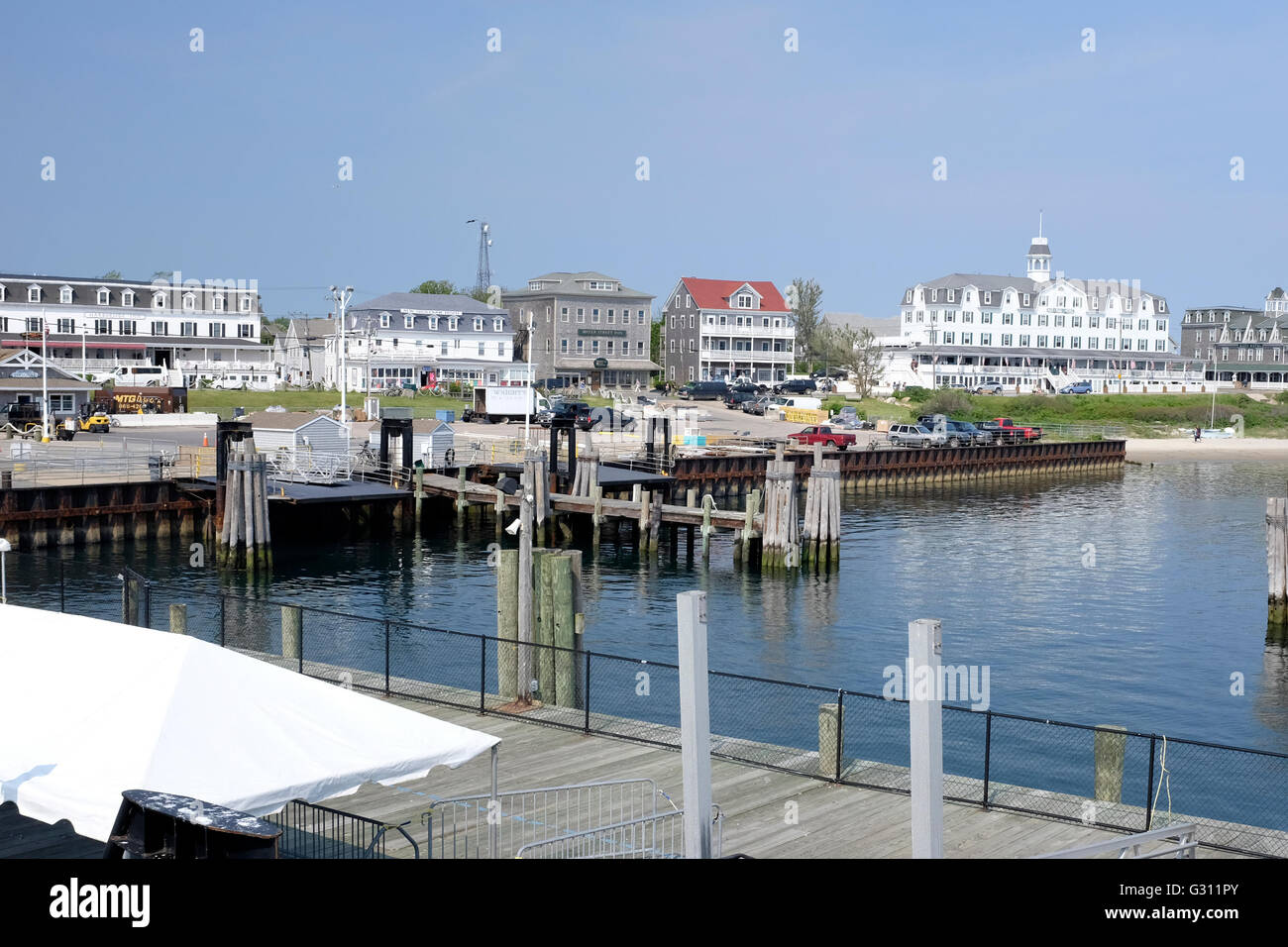 Der Hafen in Block Island, Rhode Island Stockfoto