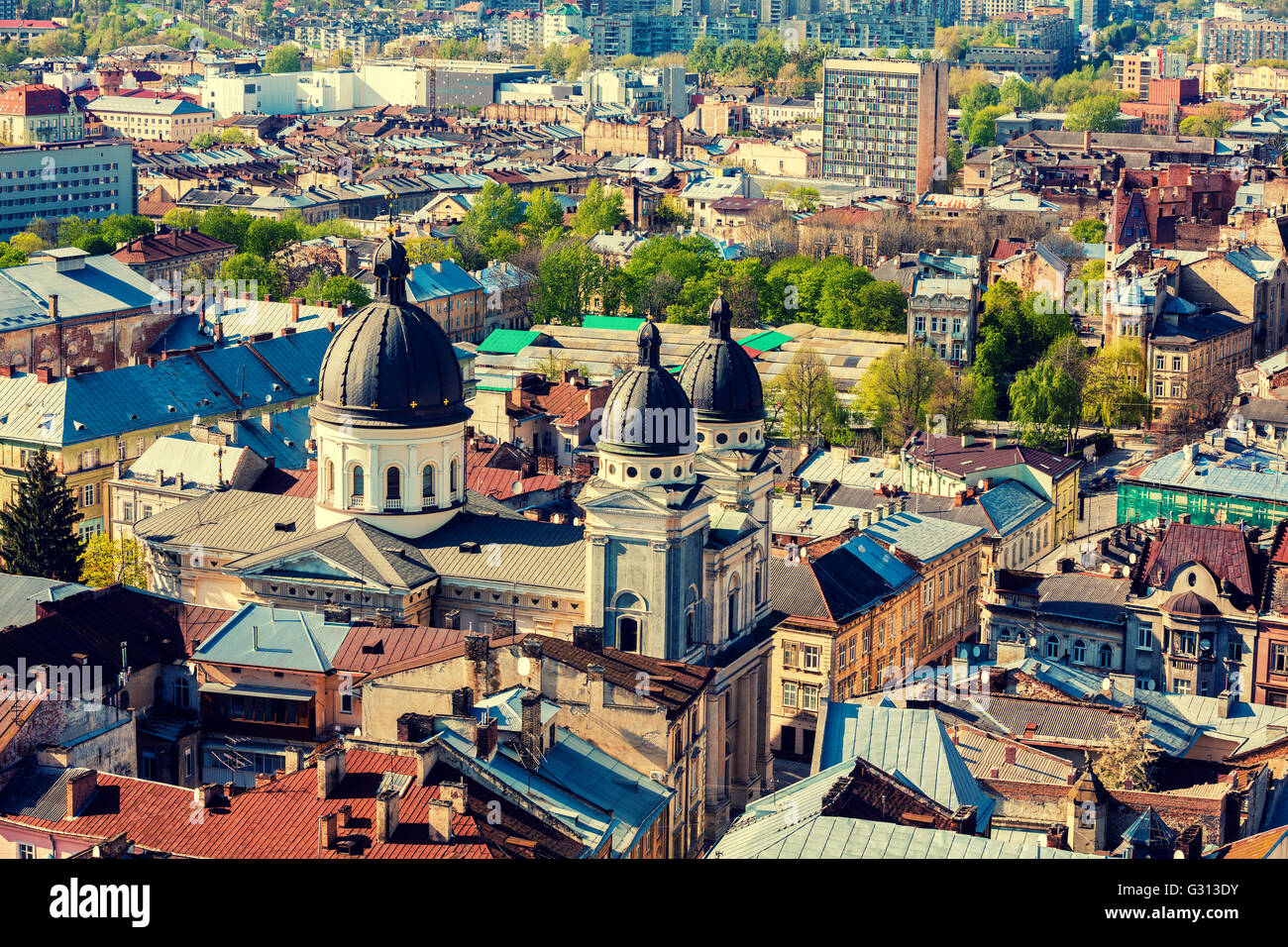 Panoramablick über Lviv Stadt, Ukraine, Europa Stockfoto