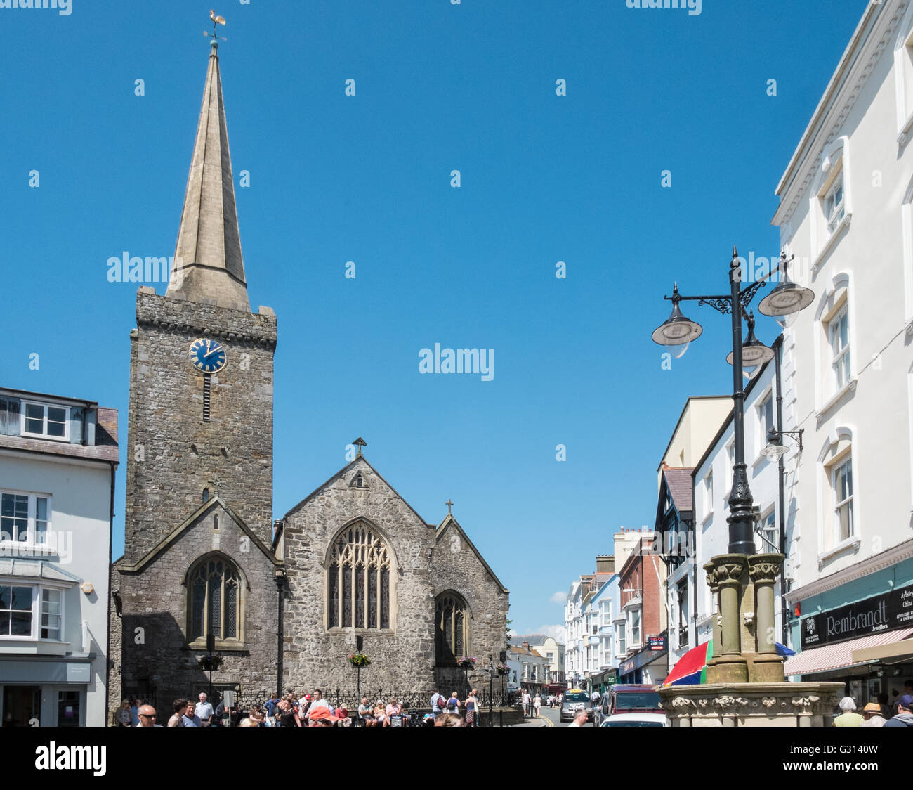 Str. Marys Kirche an der Küste resort Stadt Tenby, Pembrokeshire, West Wales,Wales,U.K.UK,Europe. Stockfoto