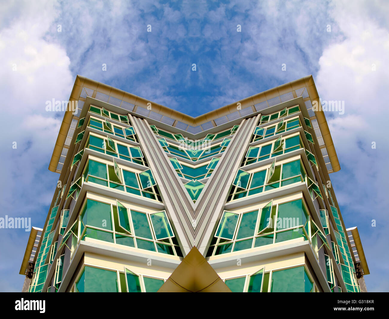 Modell-Büro mit Himmel Stockfoto