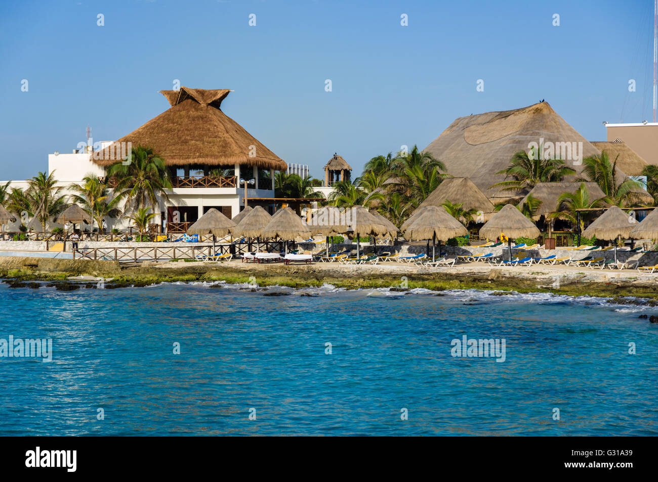 Visitor Center und shopping am Cruise ship Terminal bei Costa Maya, Mexiko Stockfoto