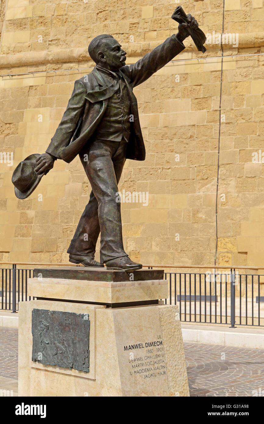 Statue von Manwel Dimech Stockfoto