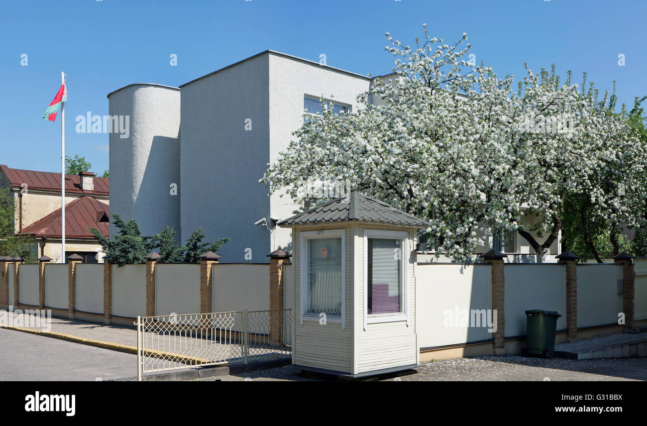 VILNIUS, Litauen - 12. Mai 2016: Eines der Gebäude der rumänischen Vertretung in Litauen auf P. Klimo Street in der histor Stockfoto