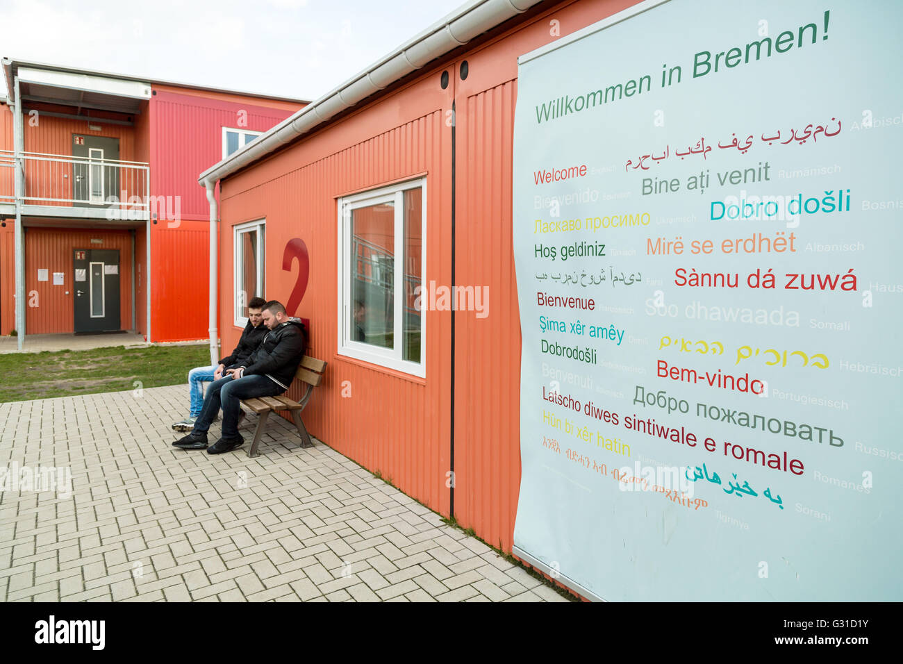 Bremen, Deutschland, syrische Flüchtlinge in Übergang Wohnheim? Berseetor Stockfoto