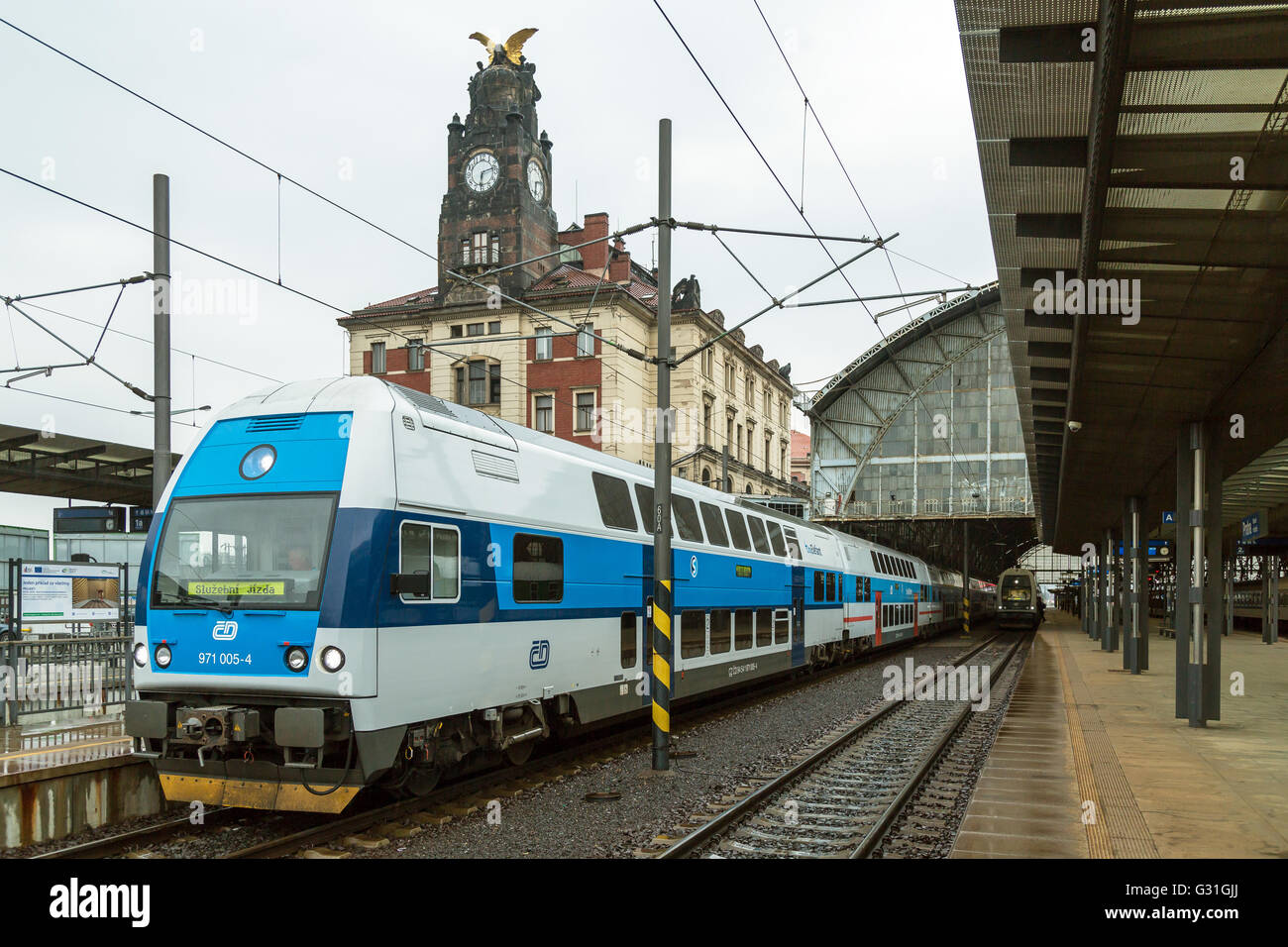 Prag, Tschechische Republik, die Bahn Ceske Drahy in Prag Hauptbahnhof Stockfoto