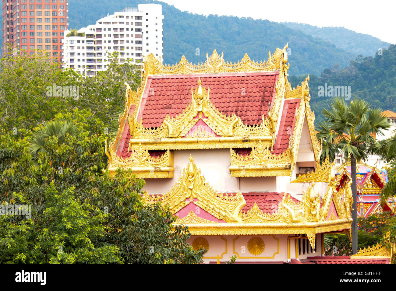 Detail aus Dhamikarama birmanischen Tempel in Penang, Malaysia Stockfoto