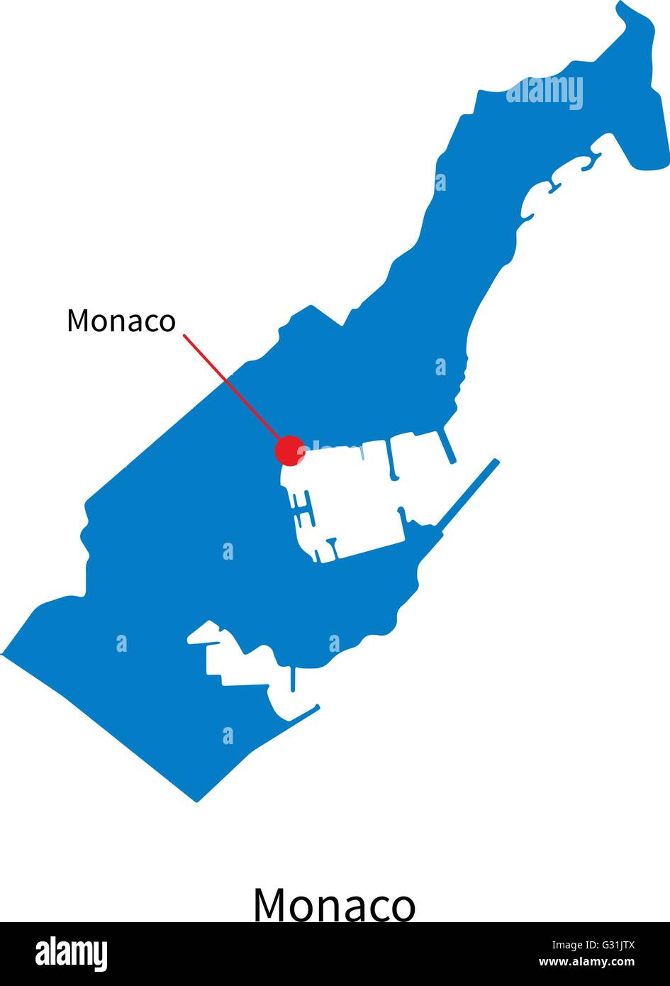 Detaillierten Vektorkarte Von Monaco Und Hauptstadt Stock Vektorgrafik Alamy