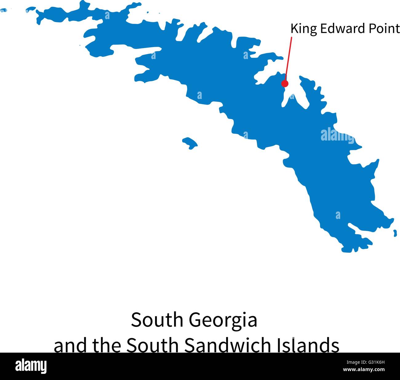 Karte von Süd-Georgien und Sandwich-Inseln mit der Hauptstadt Stock Vektor
