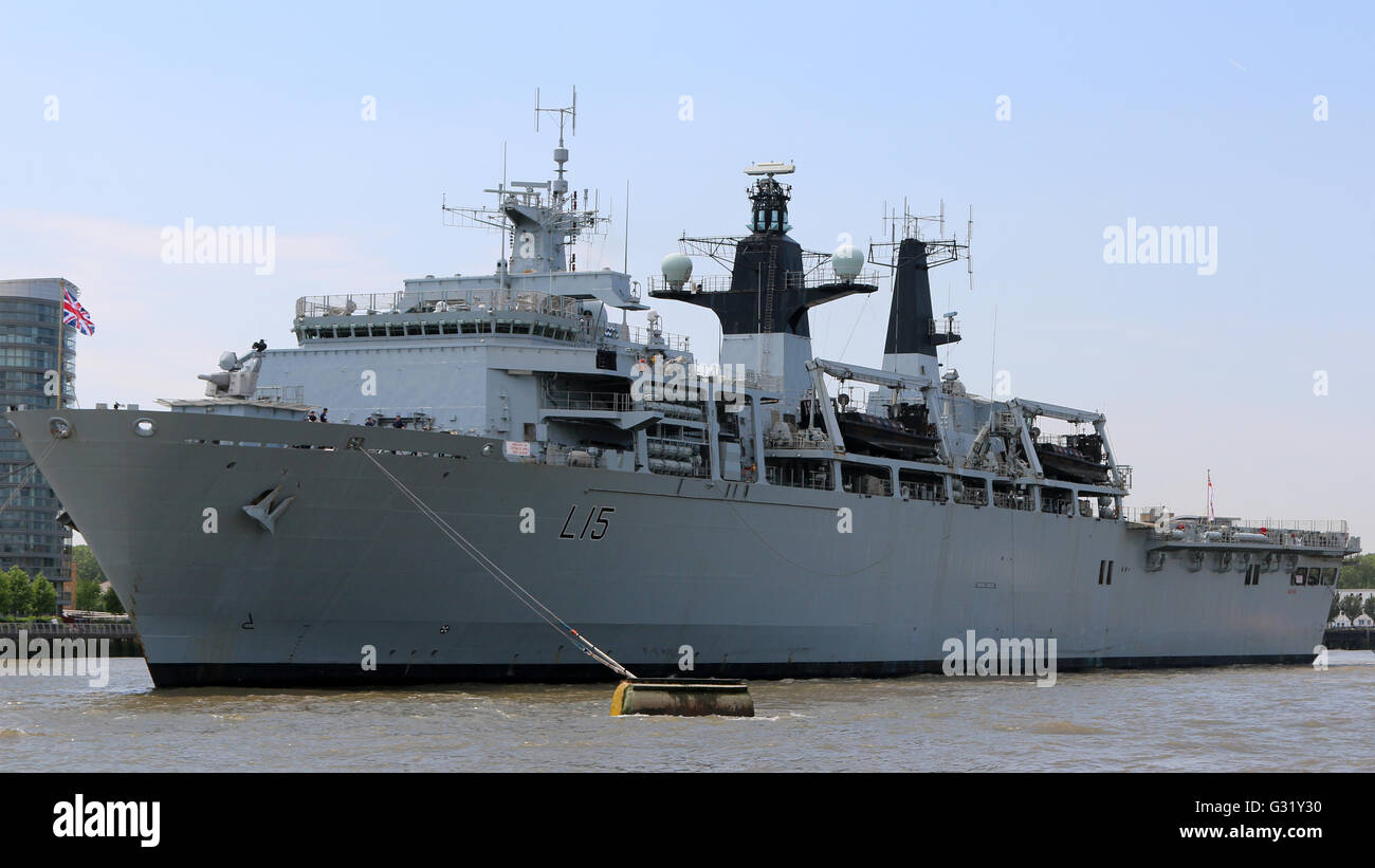 HMS Bulwark abgebildet in Greenwich in London im Jahr 2016 Stockfoto