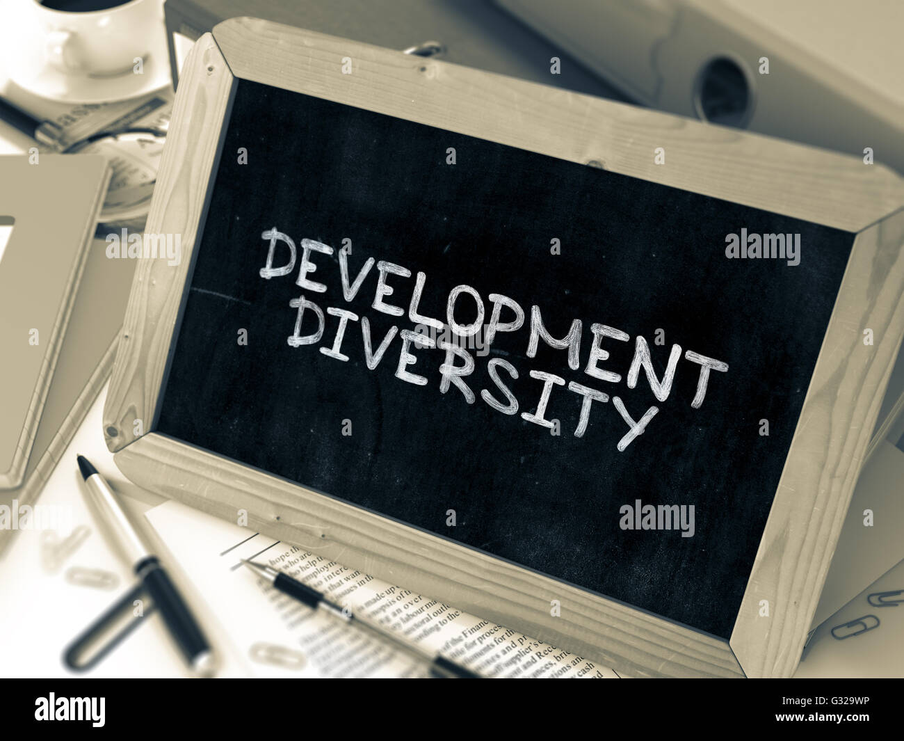 Entwicklung Vielfalt Konzept Hand auf Tafel gezeichnet. Stockfoto