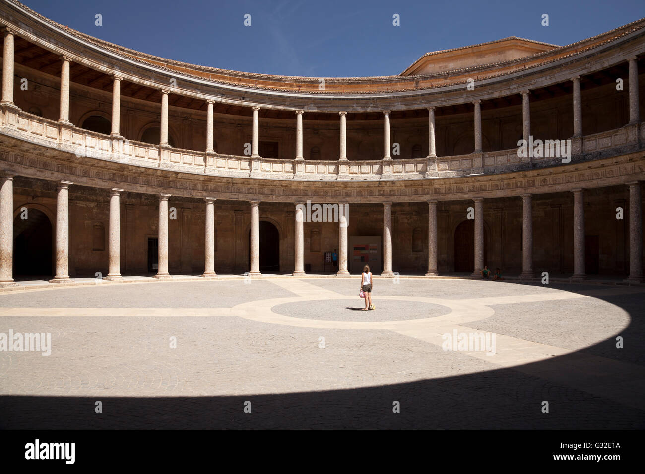 Palacio de Carlos-Palast, Palast von Charles V, auf dem Gelände der Alhambra, UNESCO-Weltkulturerbe, Granada, Andalusien Stockfoto