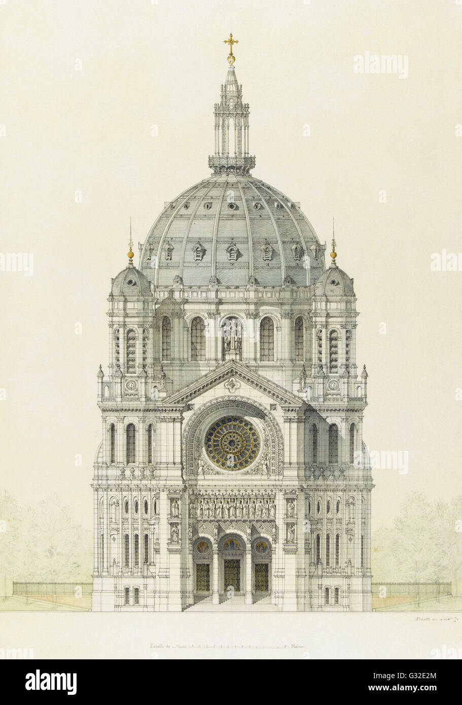 Victor Baltard - Kirche Saint Augustin, Paris, Höhe der Hauptfassade - Musée d ' Orsay, Paris Stockfoto