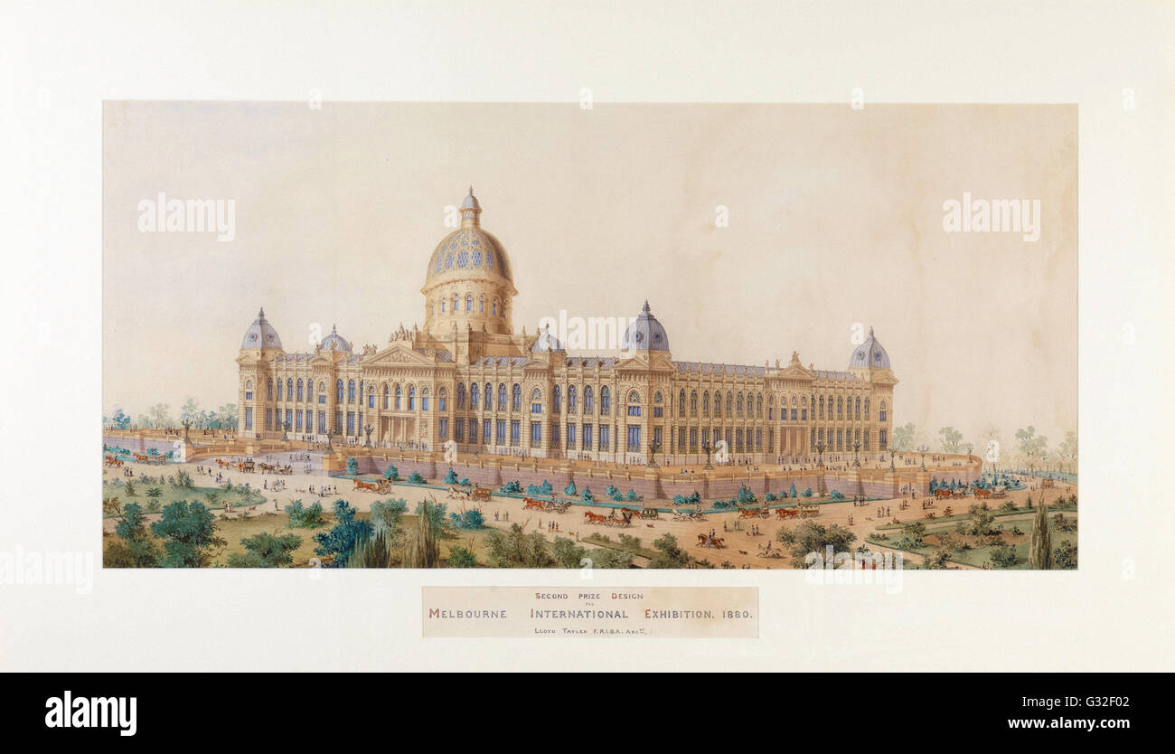 Lloyd Tayler - zweiter Preis Design Melbourne International Exhibition Building - Museum Victoria, Carlton Australien Stockfoto