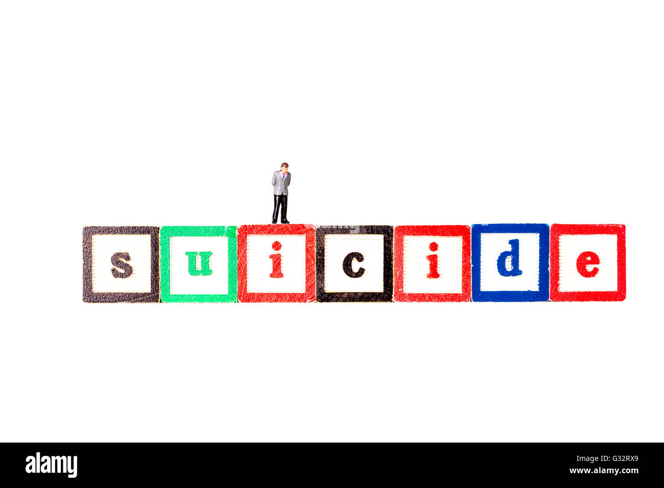 Menschen, die Selbstmord depressive Verzweiflung Geisteskrankheit Kranke verzweifelt braucht Hilfe, die weißen Hintergrund isoliert Ausschnitt ausschneiden Stockfoto