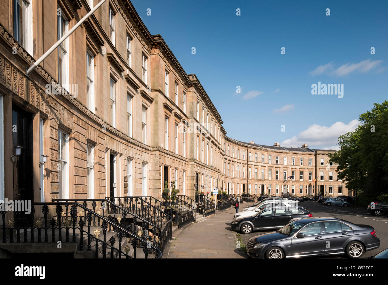Historische Gebäude im Park Zirkus im Westend von Glasgow, Vereinigtes Königreich Stockfoto