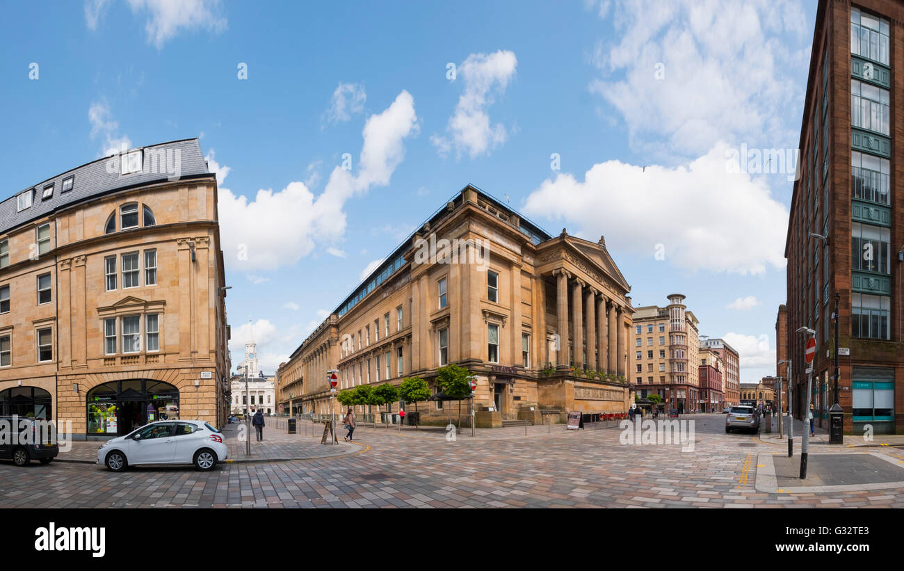 Ehemalige Sheriff Court Gebäude jetzt gemischte Nutzung Restaurant / bar und Apartment-Komplex in der Brunswick Street in Merchant City Glasg Stockfoto
