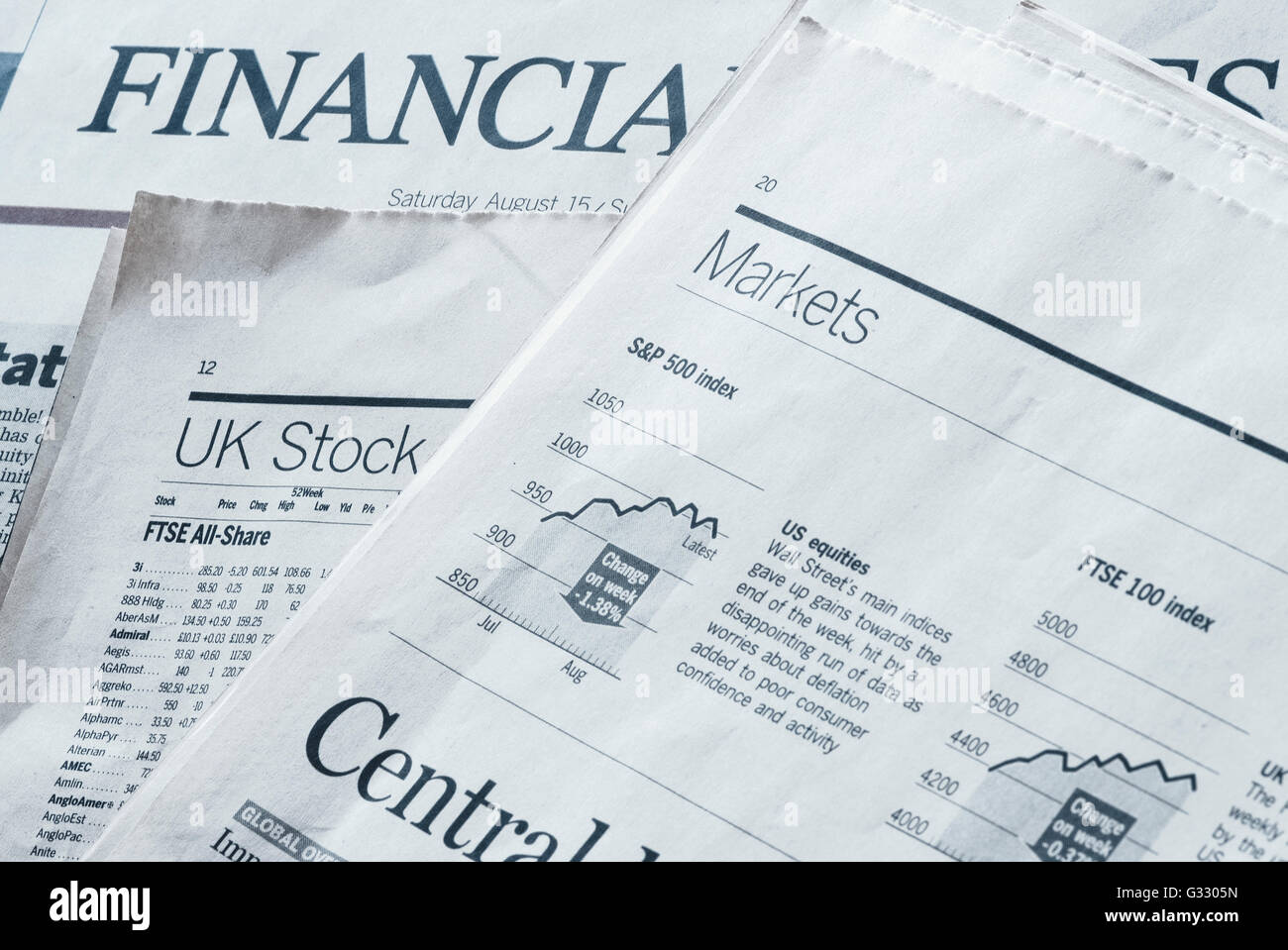 Börsen-Zeitung. Analyse des Aktienmarktes. Stockfoto