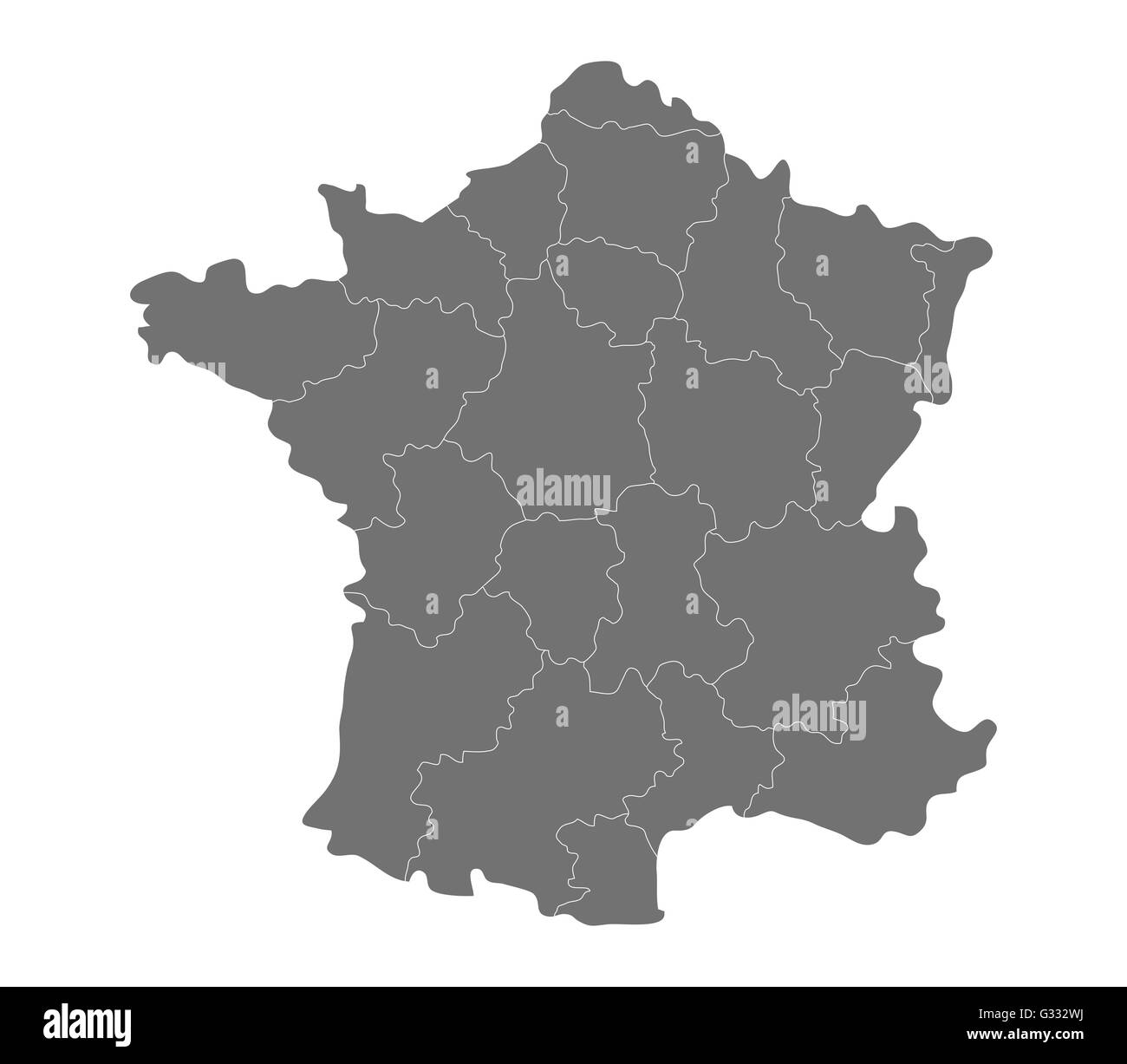 Karte von Frankreich mit Regionen Stockfoto