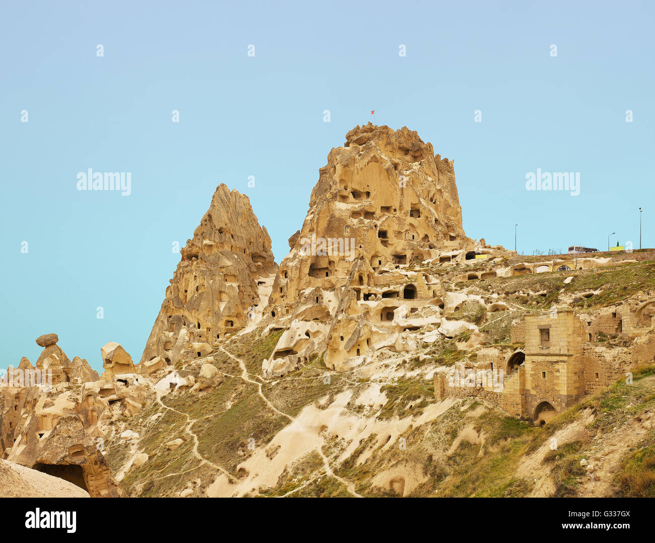 Blick von Uchisar Castle in Kappadokien, Türkei Stockfoto