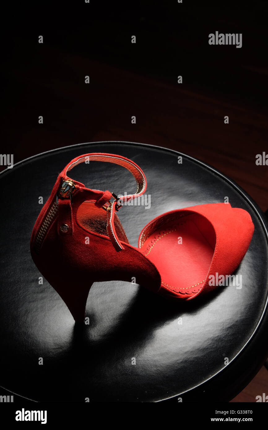 Rote High-Heel-Schuhe von australischen Designer Alannah Hill Stockfoto