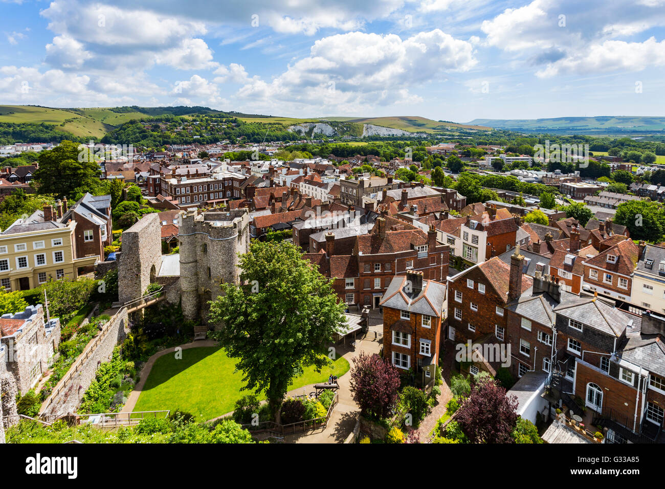 Lewes Burg und Landschaft, Lewes, East Sussex, England Stockfoto