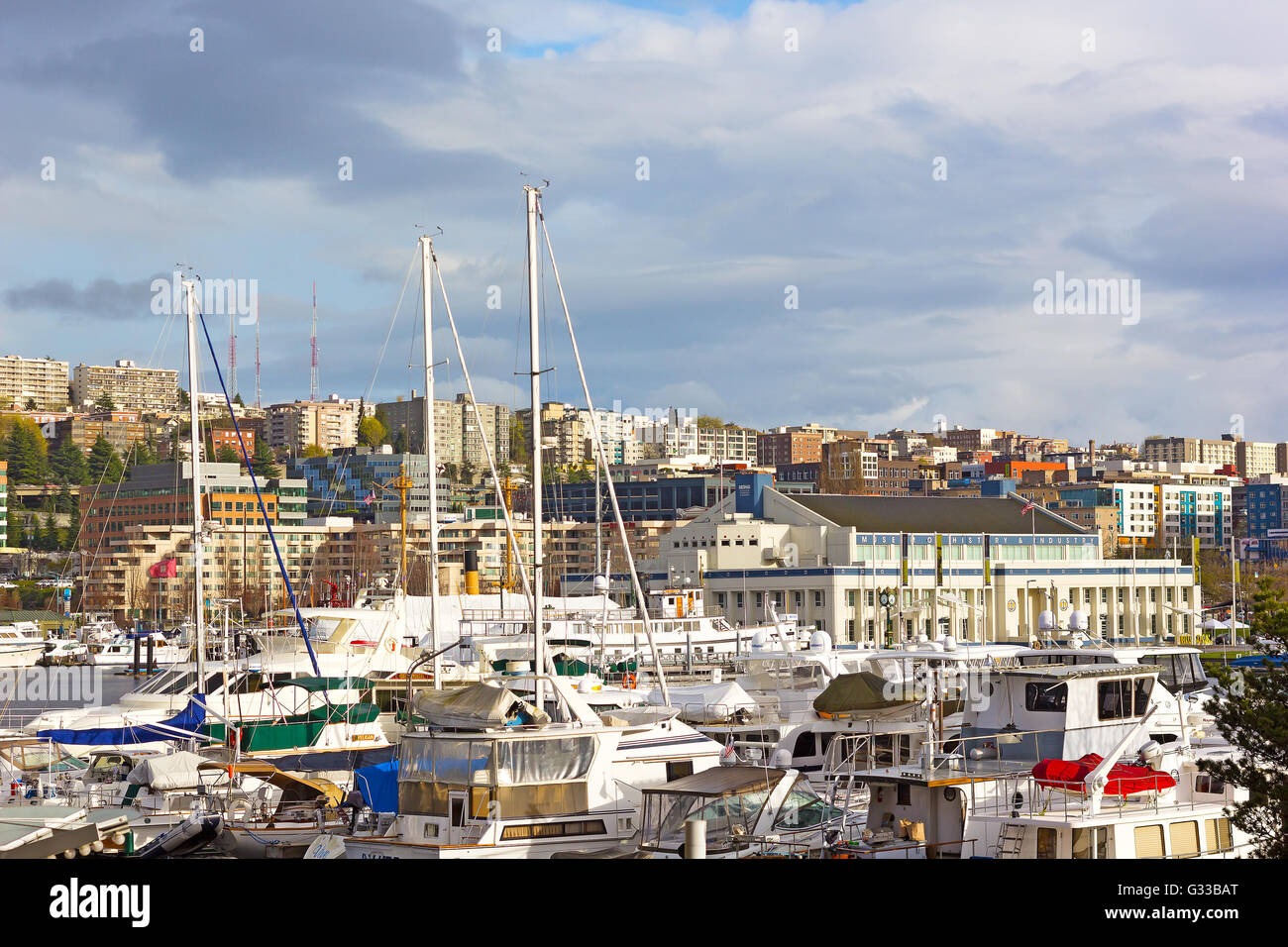 Stadtpanorama in der Nähe von South Lake Union in Seattle Stockfoto