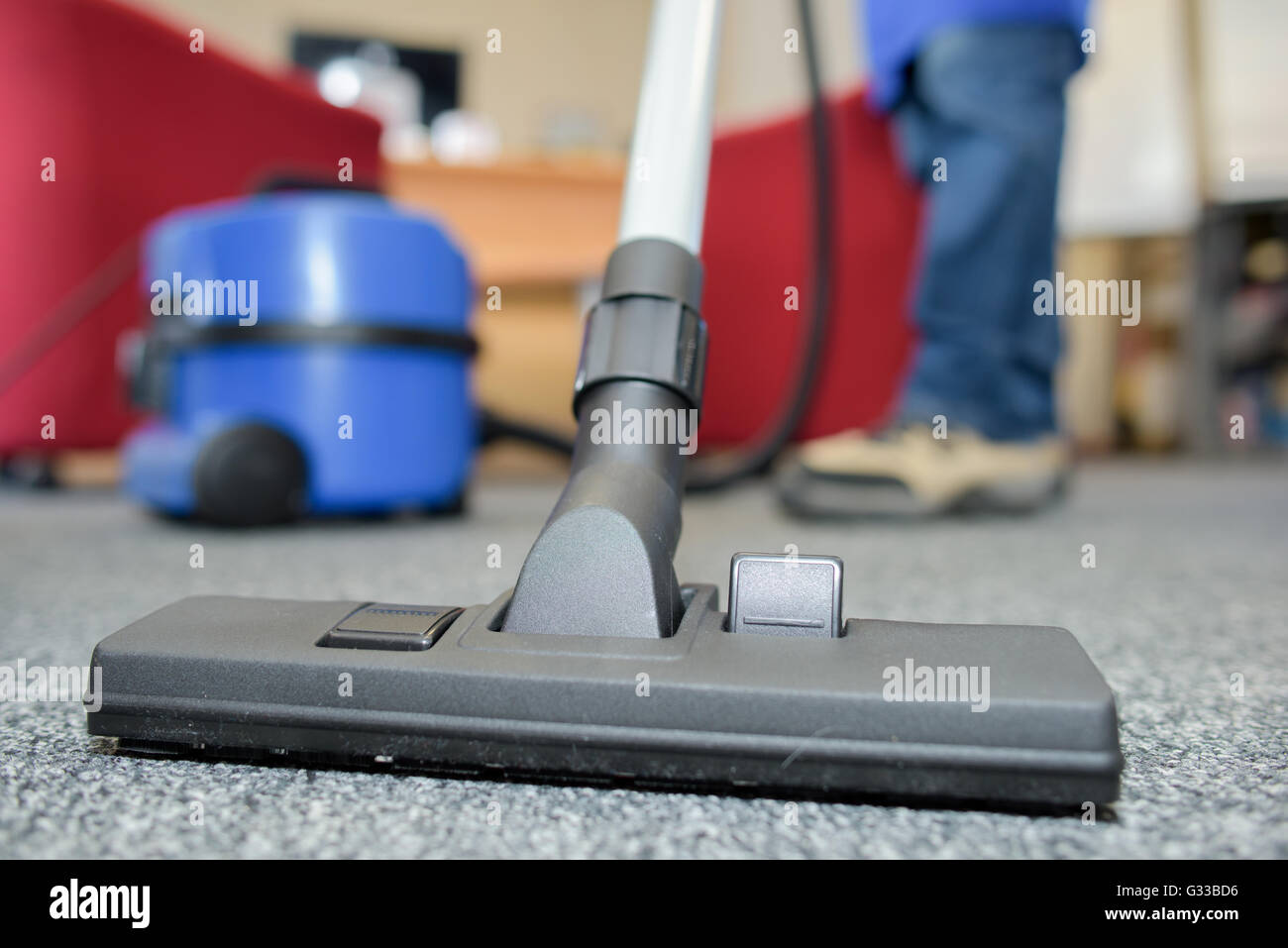 Nahaufnahme der Staubsauger Teppich Befestigung Stockfoto