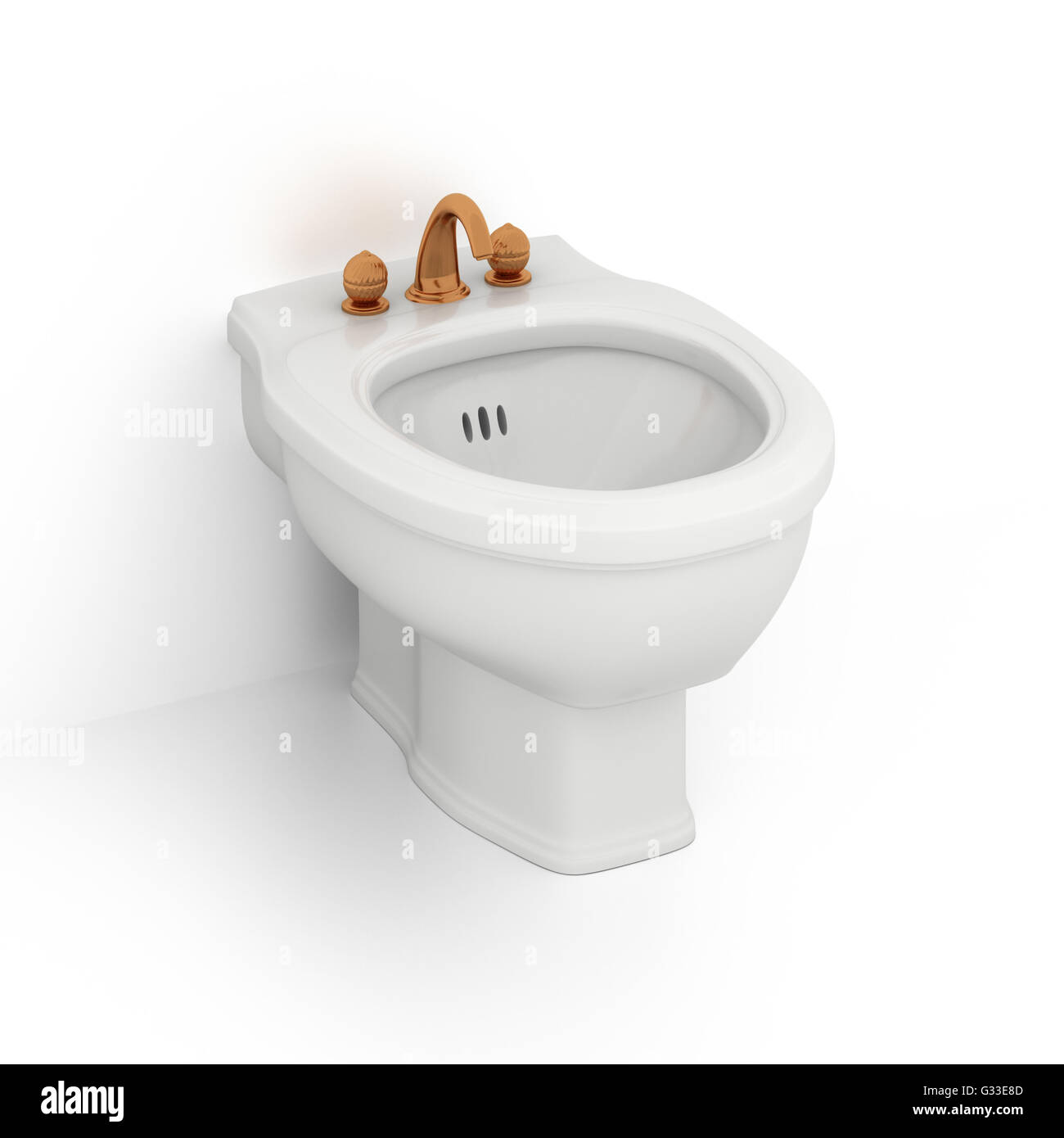 Bidet. Isoliert auf weißem Hintergrund. Enthalten Sie Clipping-Pfad. 3D illustration Stockfoto